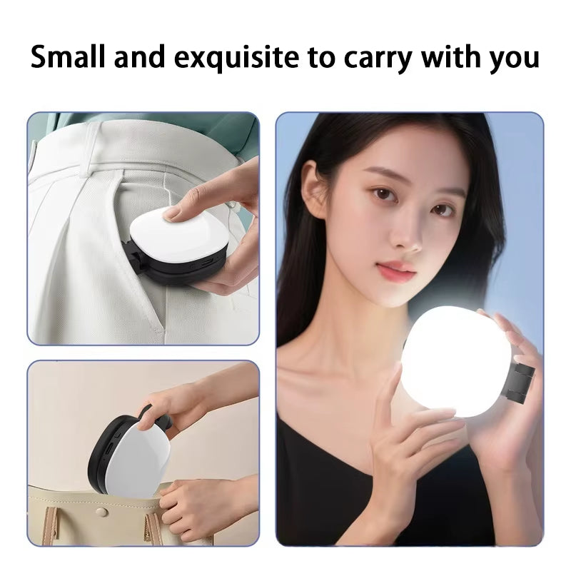 Mobile Phone Magnetic Selfie Fill Light Live Photo Mini Portable Makeup Mirror Foldable Pocket LED Light Mobile Phone Holder